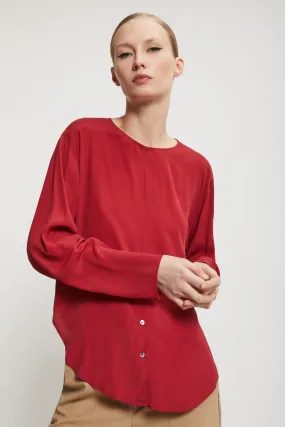 Silk-blend blouse with rounded bottom