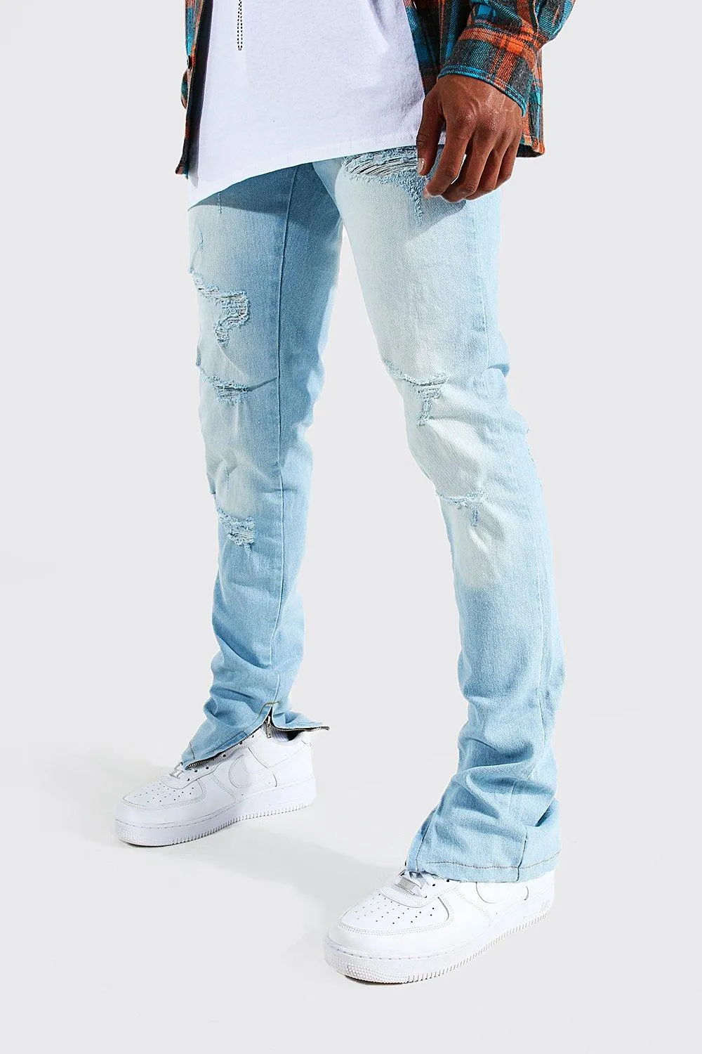 Skinny Stretch Stacked All Over Slash Jeans