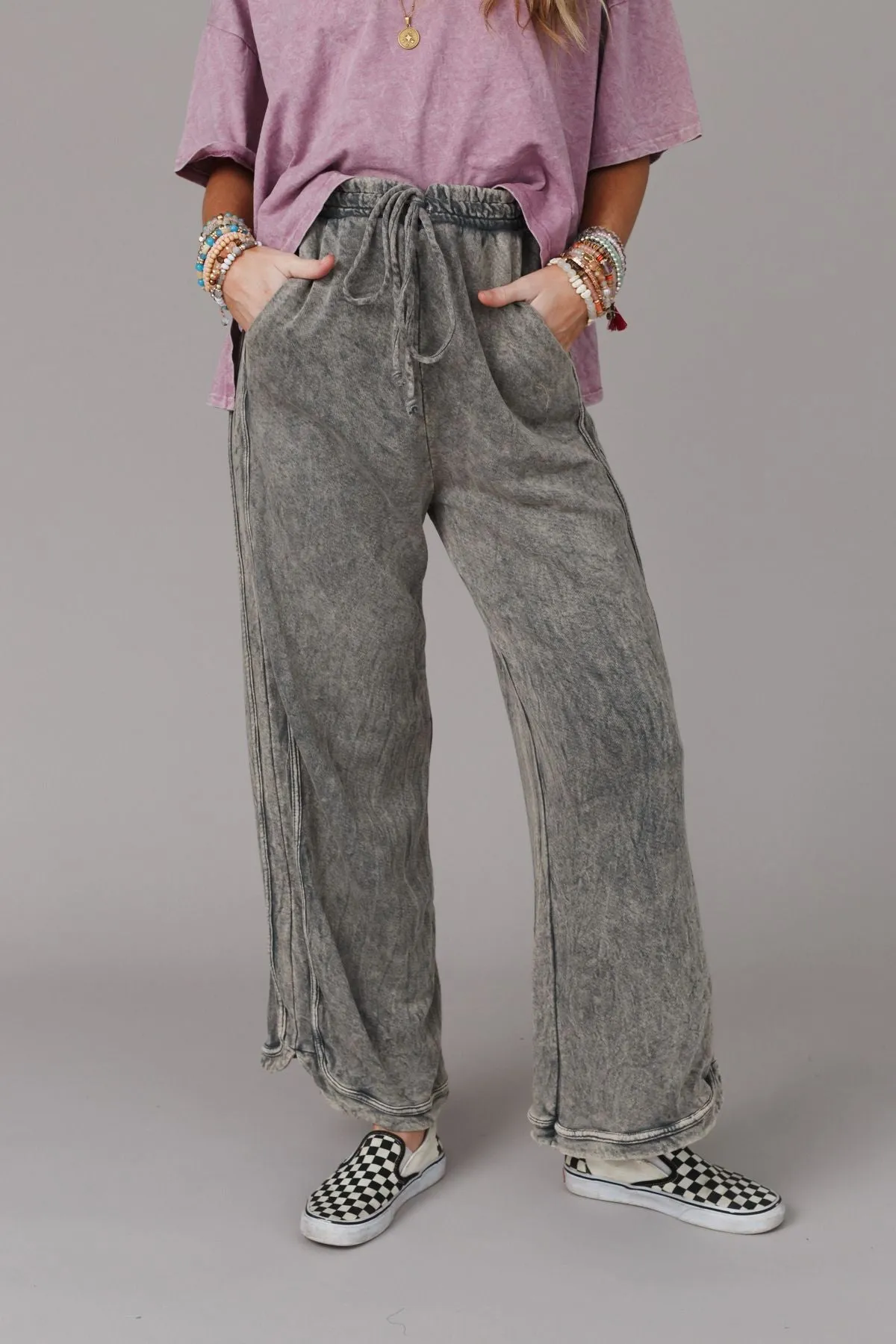 So Comfy Wide Leg Pant Full Length - Gray