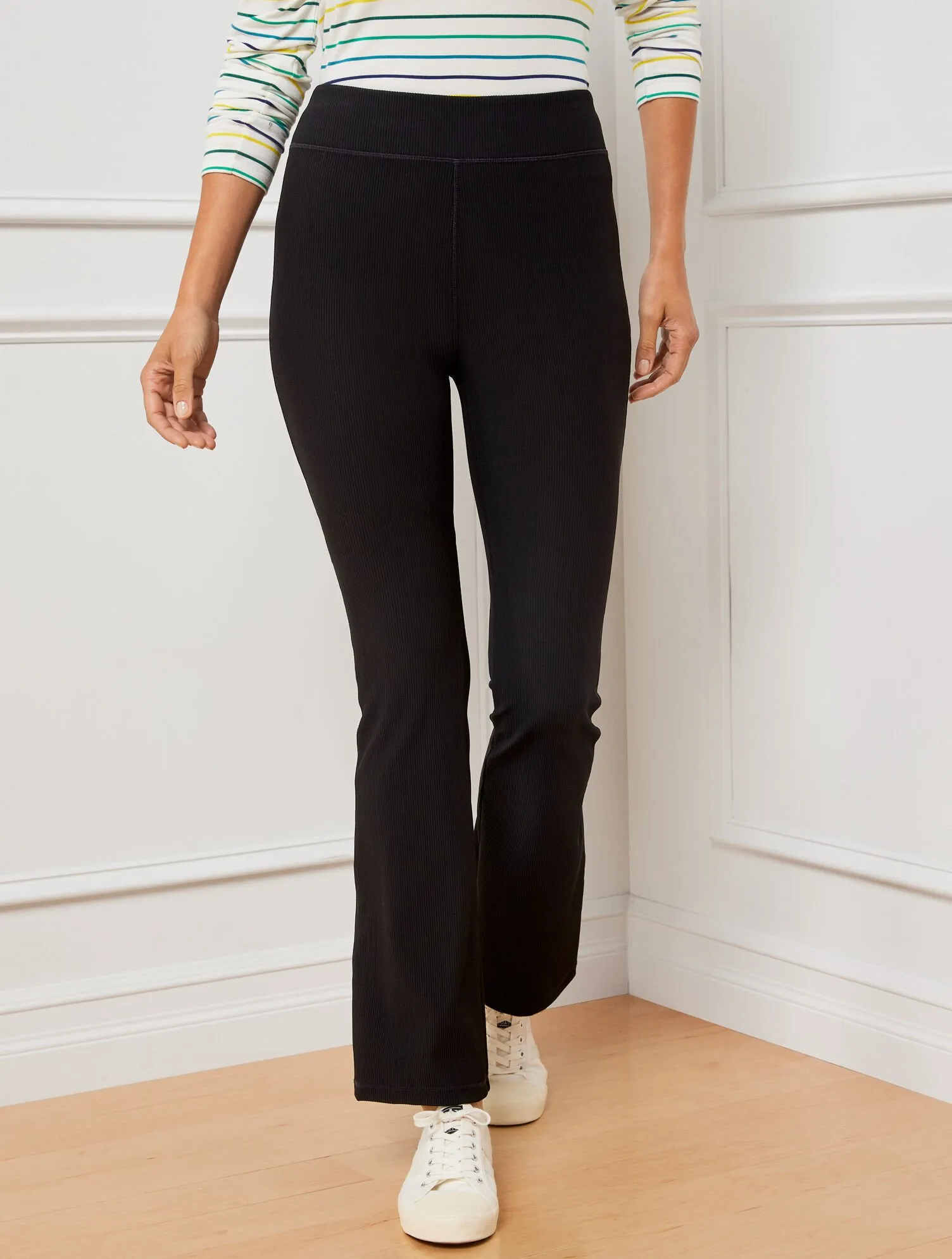 Soft Stretch Ribbed High Waist Bootcut Legging