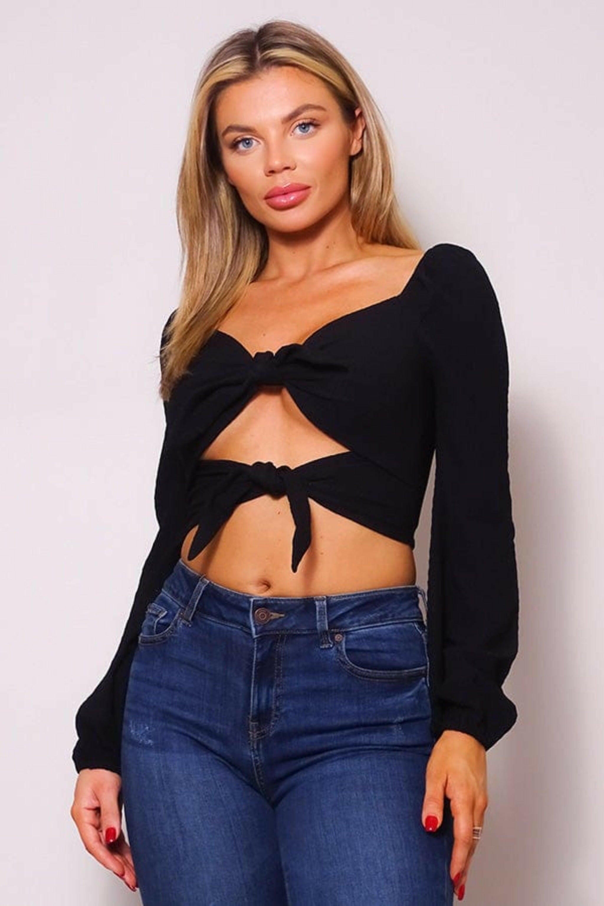 SPECIAL V AMORE FRONT TIE CROP TOPS