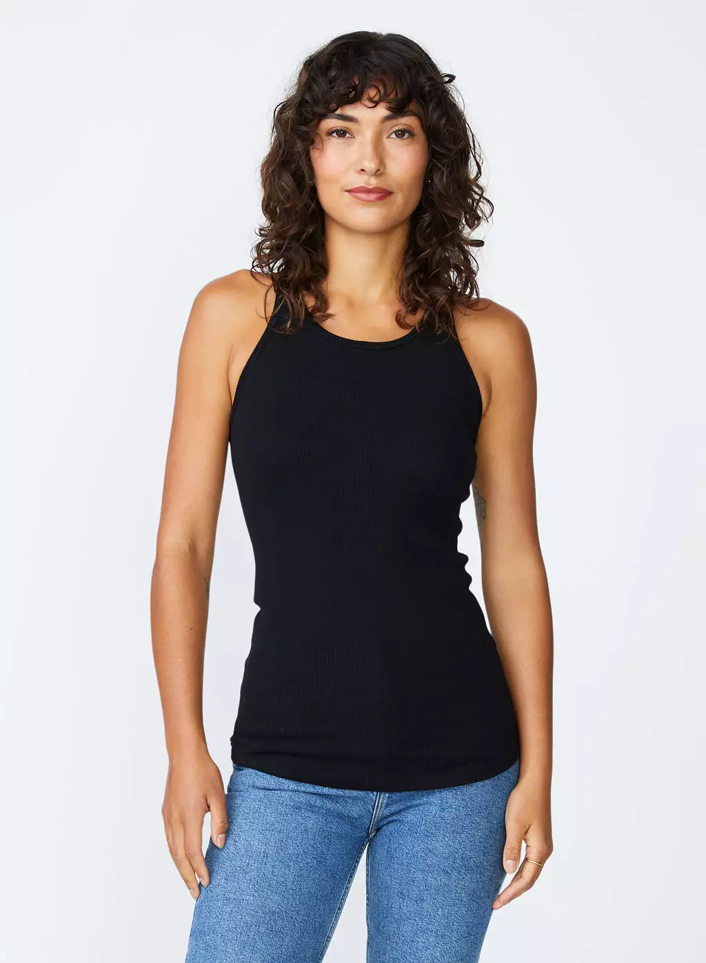 Stateside 2x1 Rib Racerback Tank Top in Black