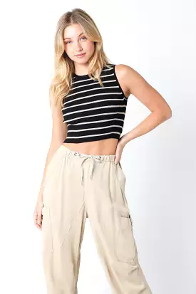 Stripe Fitted Cropped Tank