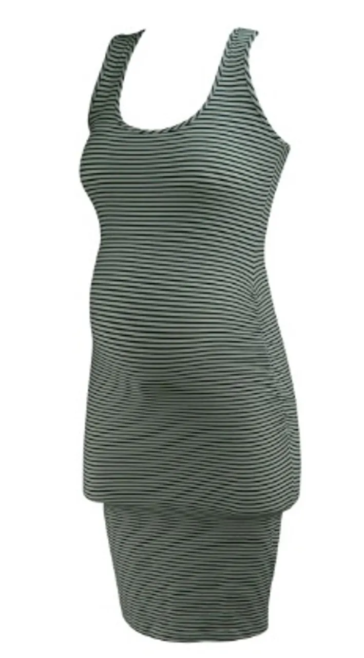 Striped Twenty for A Pea in the Pod Collection Maternity Sleeveless Casual Ruched Bodycon Dress (Like New - Size Small)