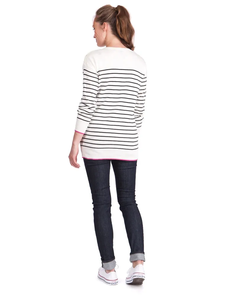 Striped V Neck Maternity & Nursing Sweater