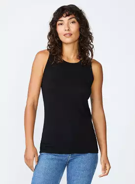 Supima Slub Jersey Racerback Tank Top in Black