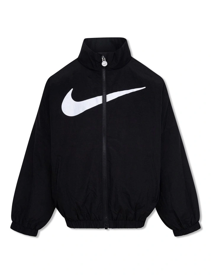 Swoosh Windbreaker Jacket in Black