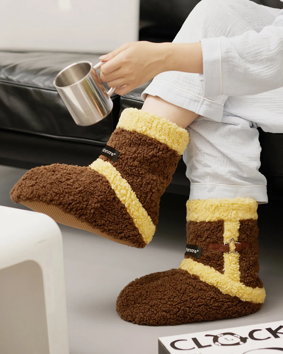 Taka Fun Market Plush Slipper Boots Caramel