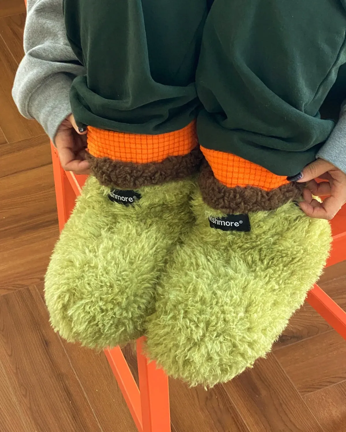 Taka Fun Market Plush Slipper Boots Matcha