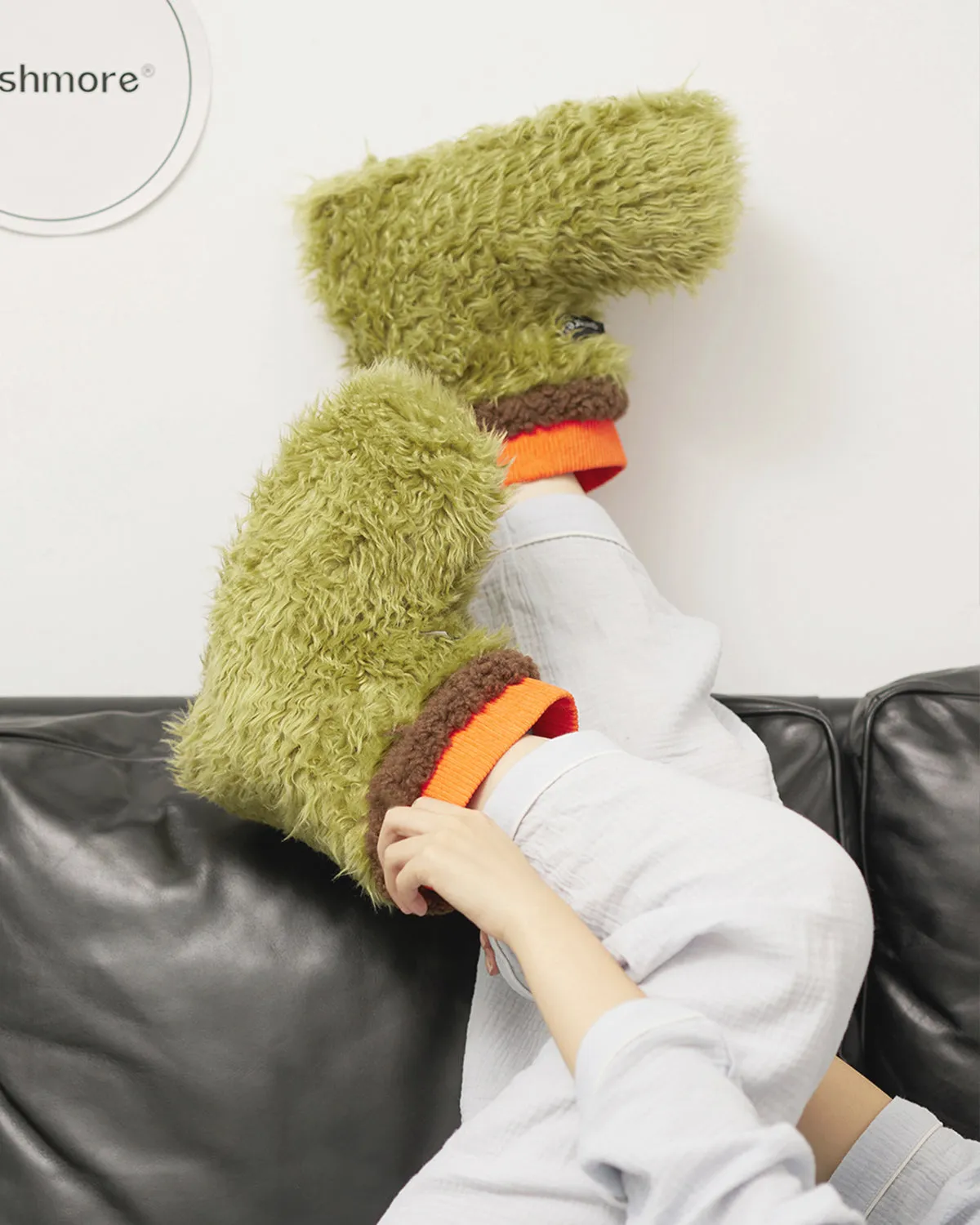 Taka Fun Market Plush Slipper Boots Matcha