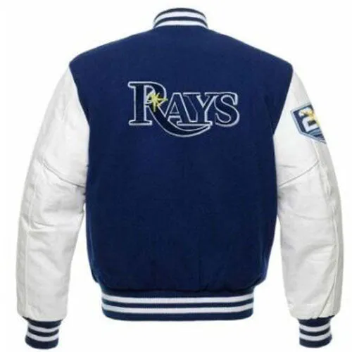 TB RAYS Blue and White Letterman Varsity Jacket