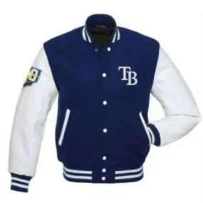 TB RAYS Blue and White Letterman Varsity Jacket