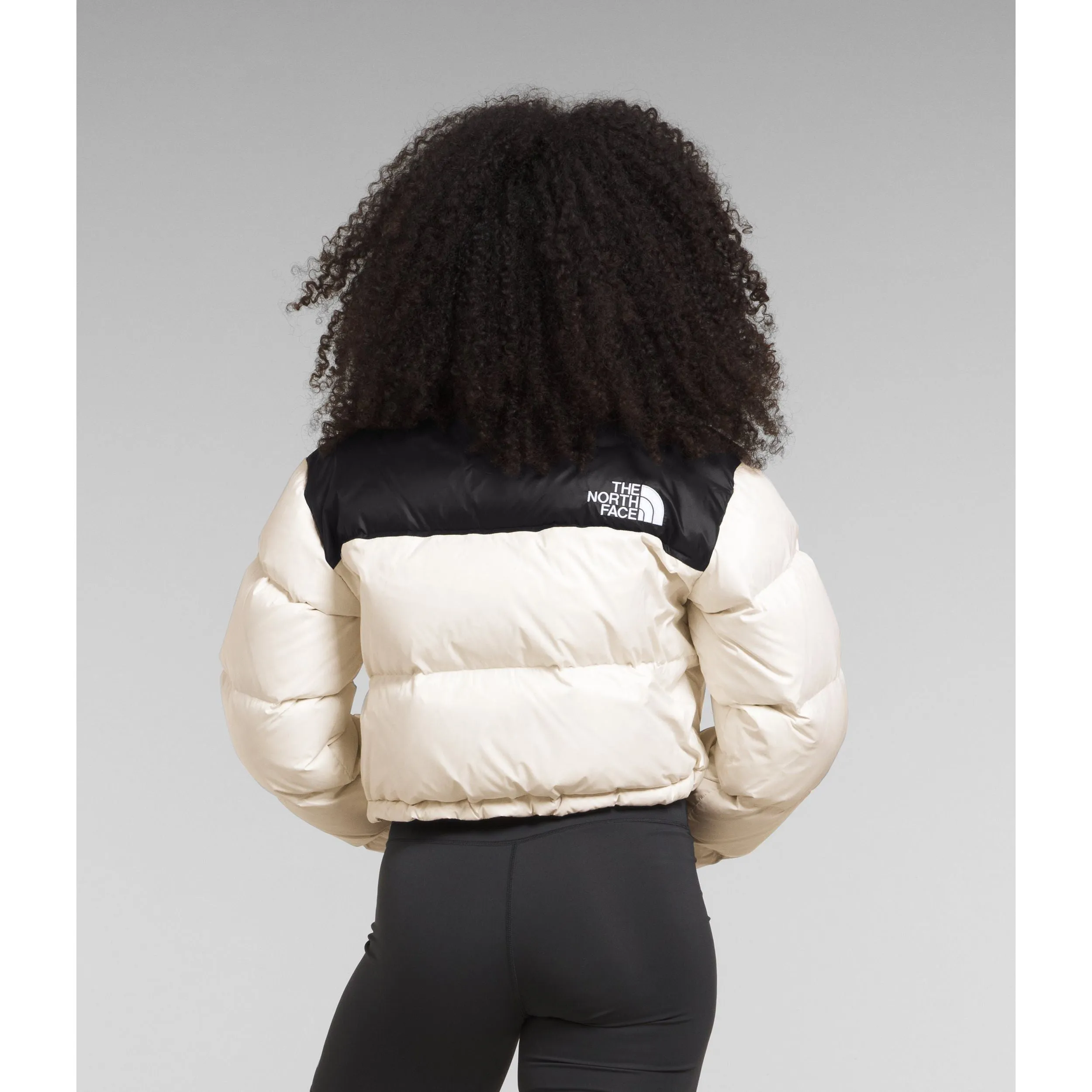 The North Face Women's Nuptse Short Jacket in Gardenia White Black