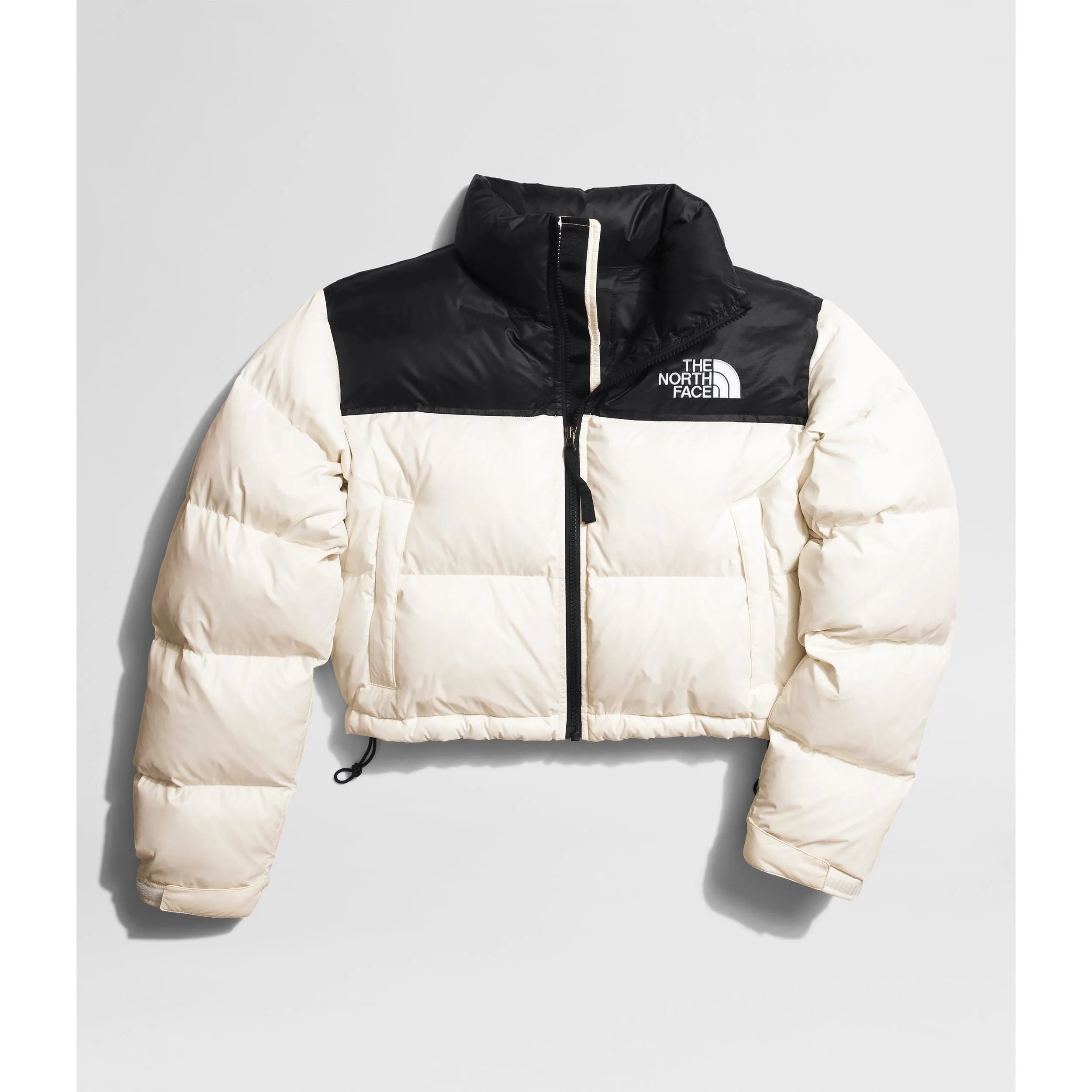 The North Face Women's Nuptse Short Jacket in Gardenia White Black