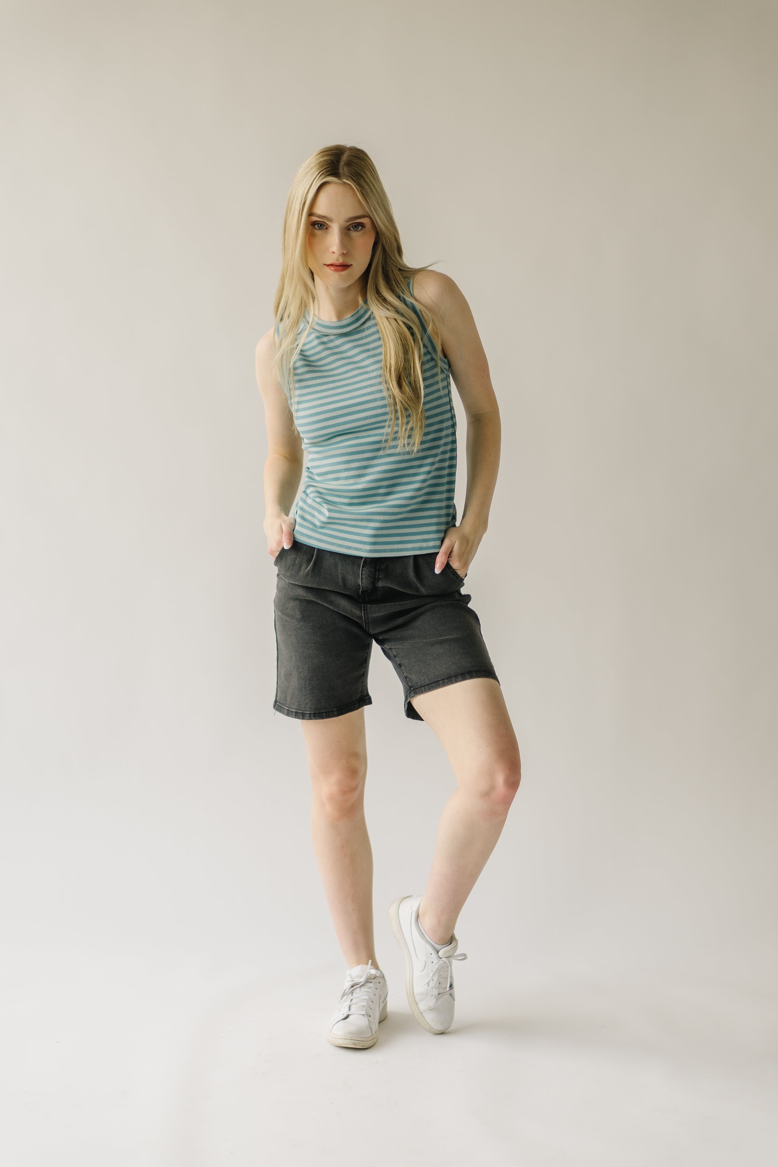 The Reichman Striped Knit Tank in Cloud Stripe