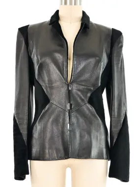 Thierry Mugler Tailored Fur Panel Leather Jacket