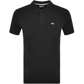 Tommy Jeans Slim Fit Placket Polo T Shirt Black