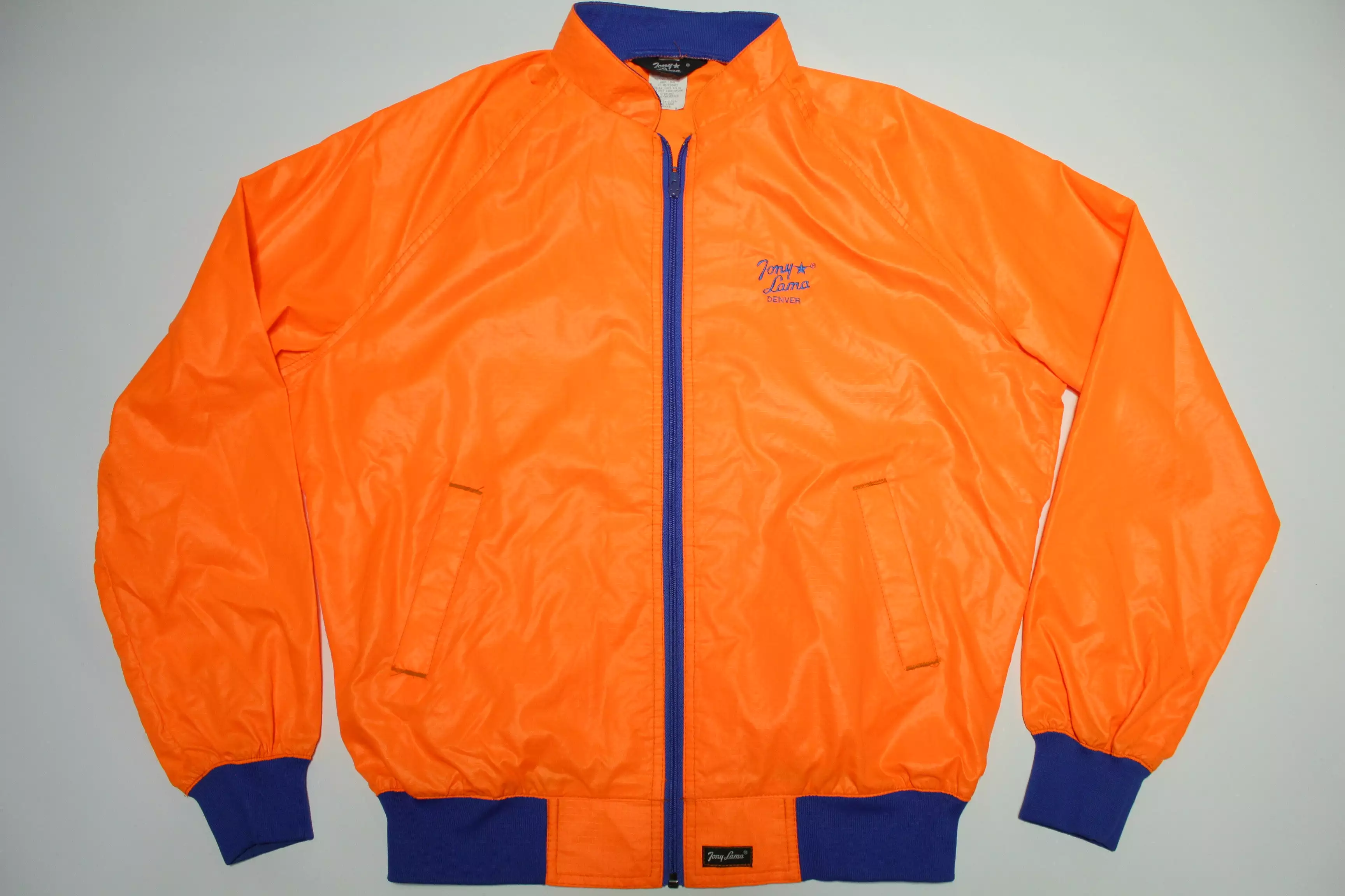 Tony Lama Denver Broncos Vintage 80's Bright Orange Windbreaker Zip Up Jacket