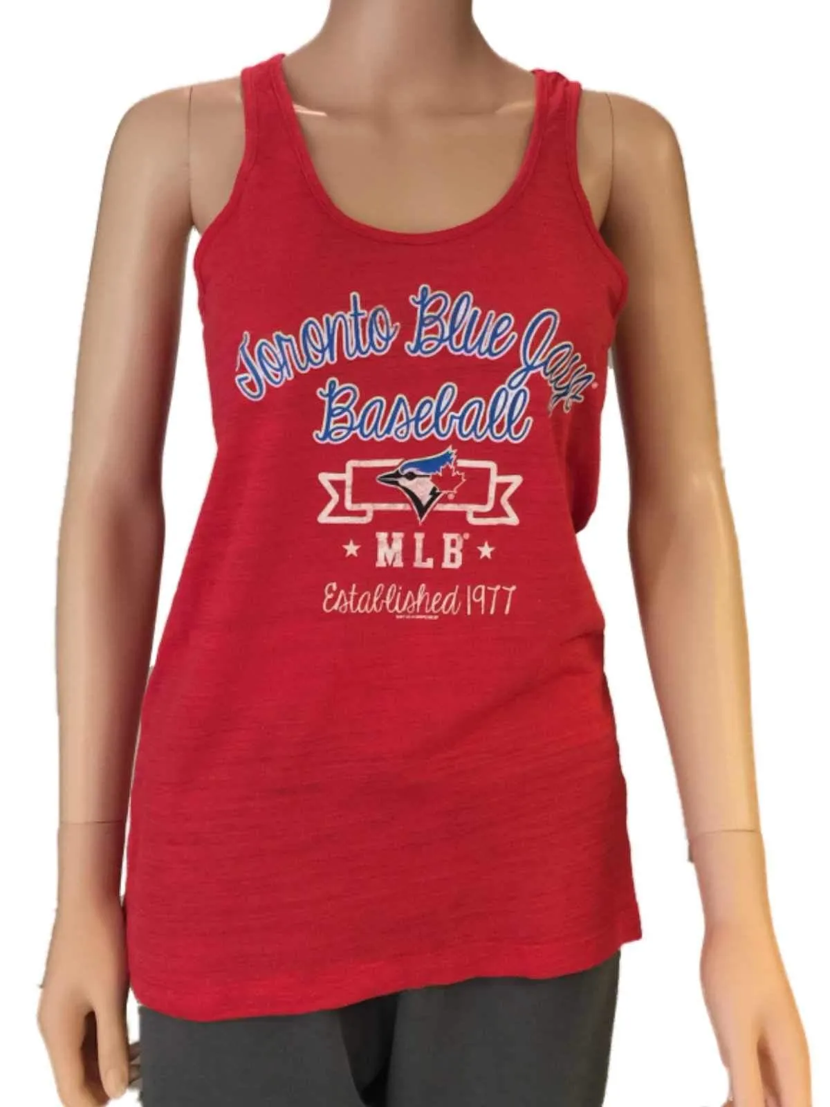 Toronto Blue Jays SAAG Women Red Sleeveless Racerback Tri-Blend Tank Top