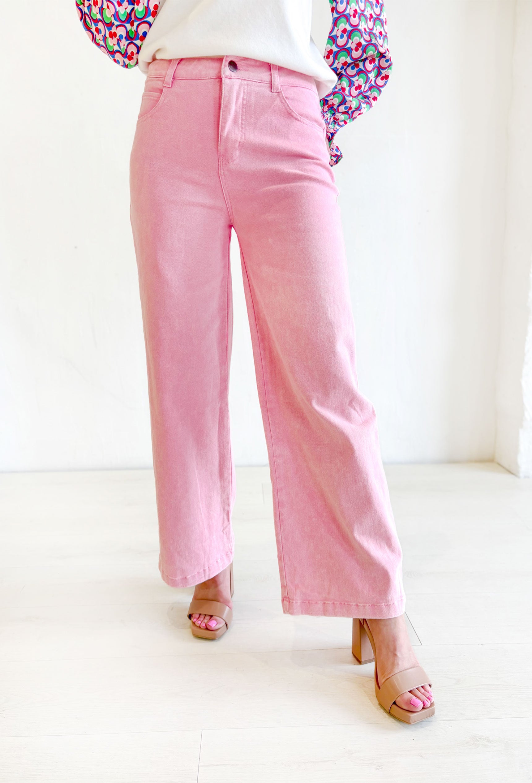 Trendiest Around Pink Wide Leg Denim