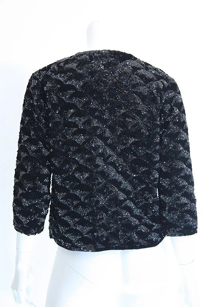 Vintage 50's Black Sequin Scalloped Pattern Jacket