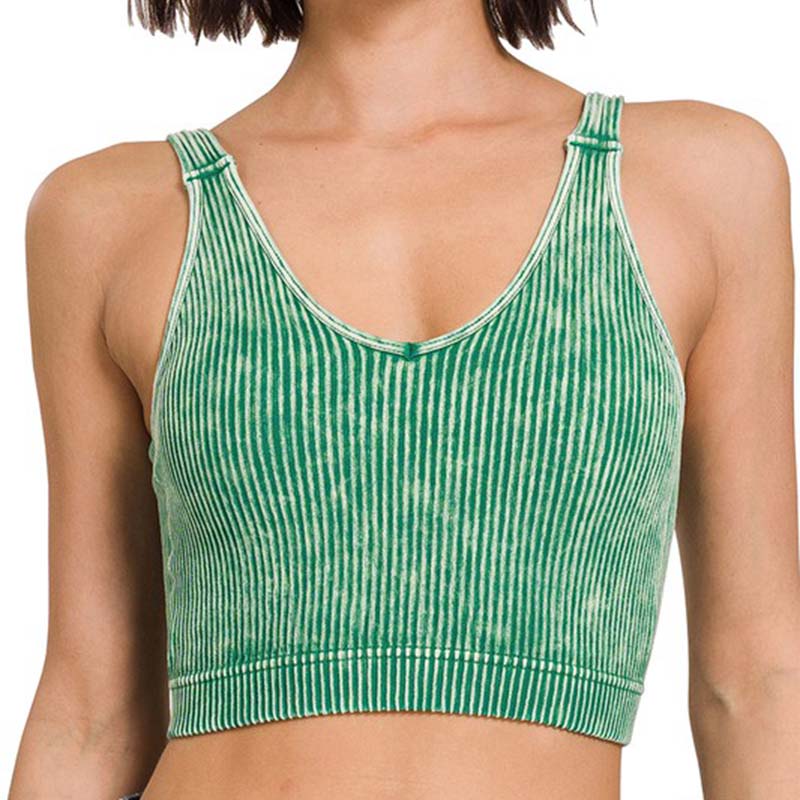 Washed Ribbed Padded Cropped Tank