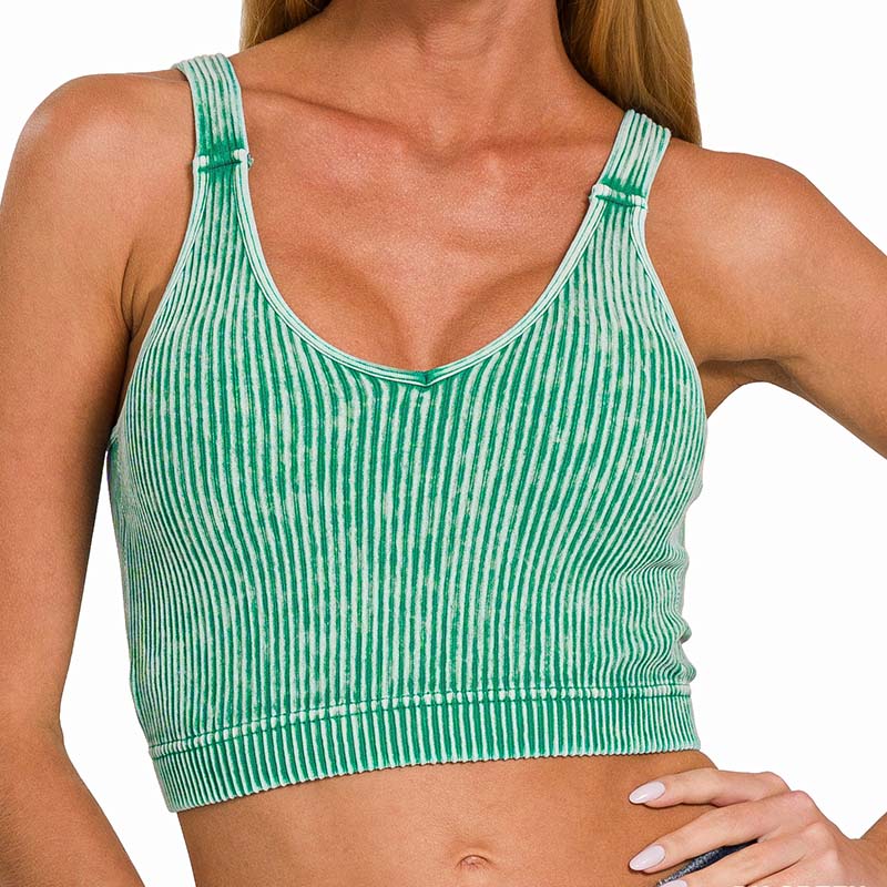 Washed Ribbed Padded Cropped Tank