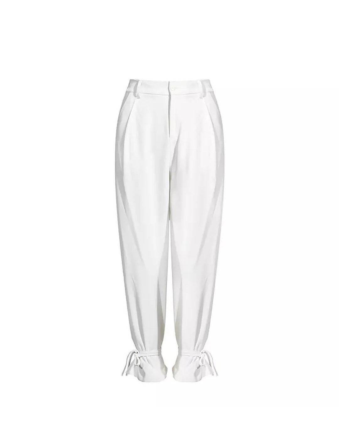 White Wide Leg Trousers And Jacket Set