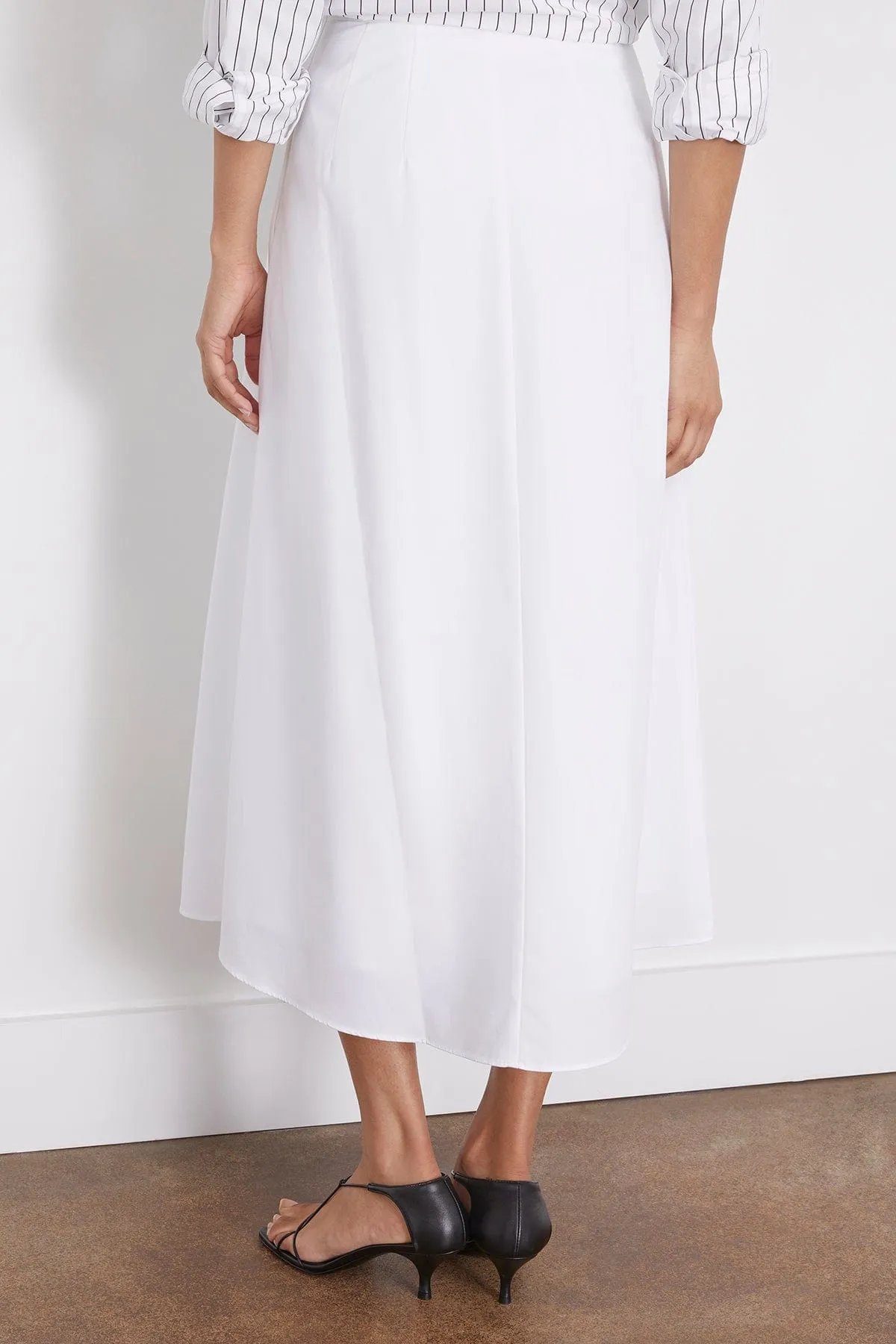 Wide Poplin Skirt in White