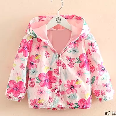 Windbreaker Flower Embroidery Hooded Jacket