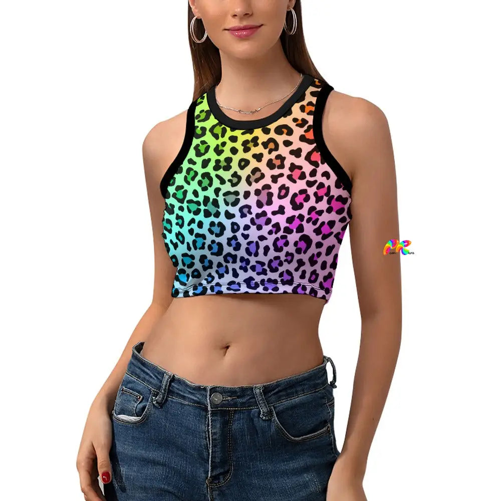 Women's Colorful Leopard Cropped Tank Top