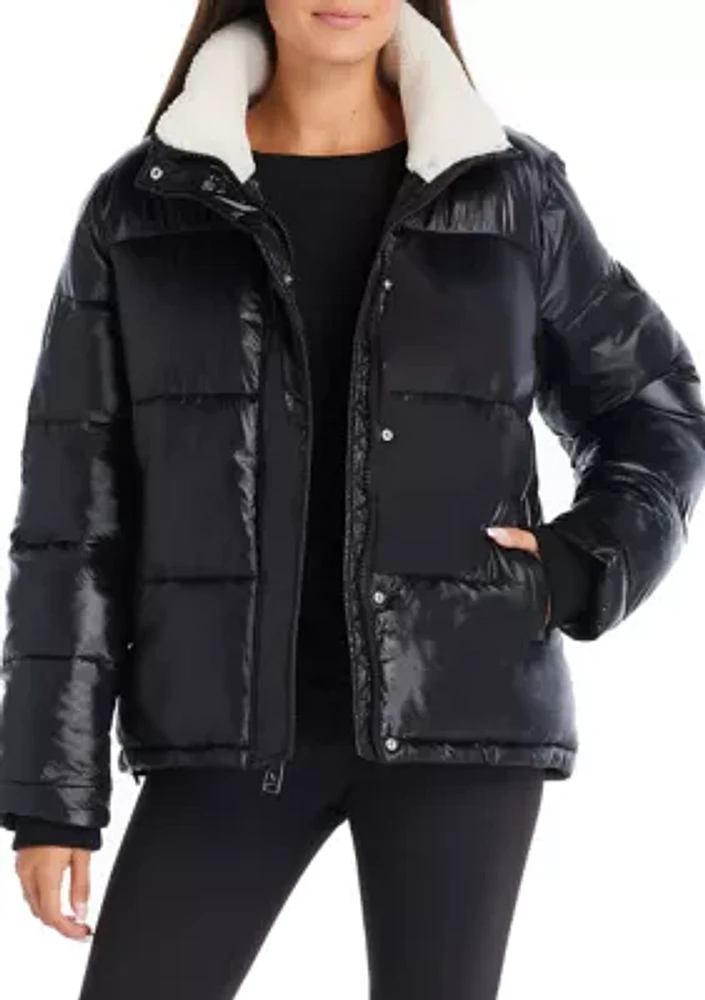 Women's Sherpa Collar Short Puffer Jacket