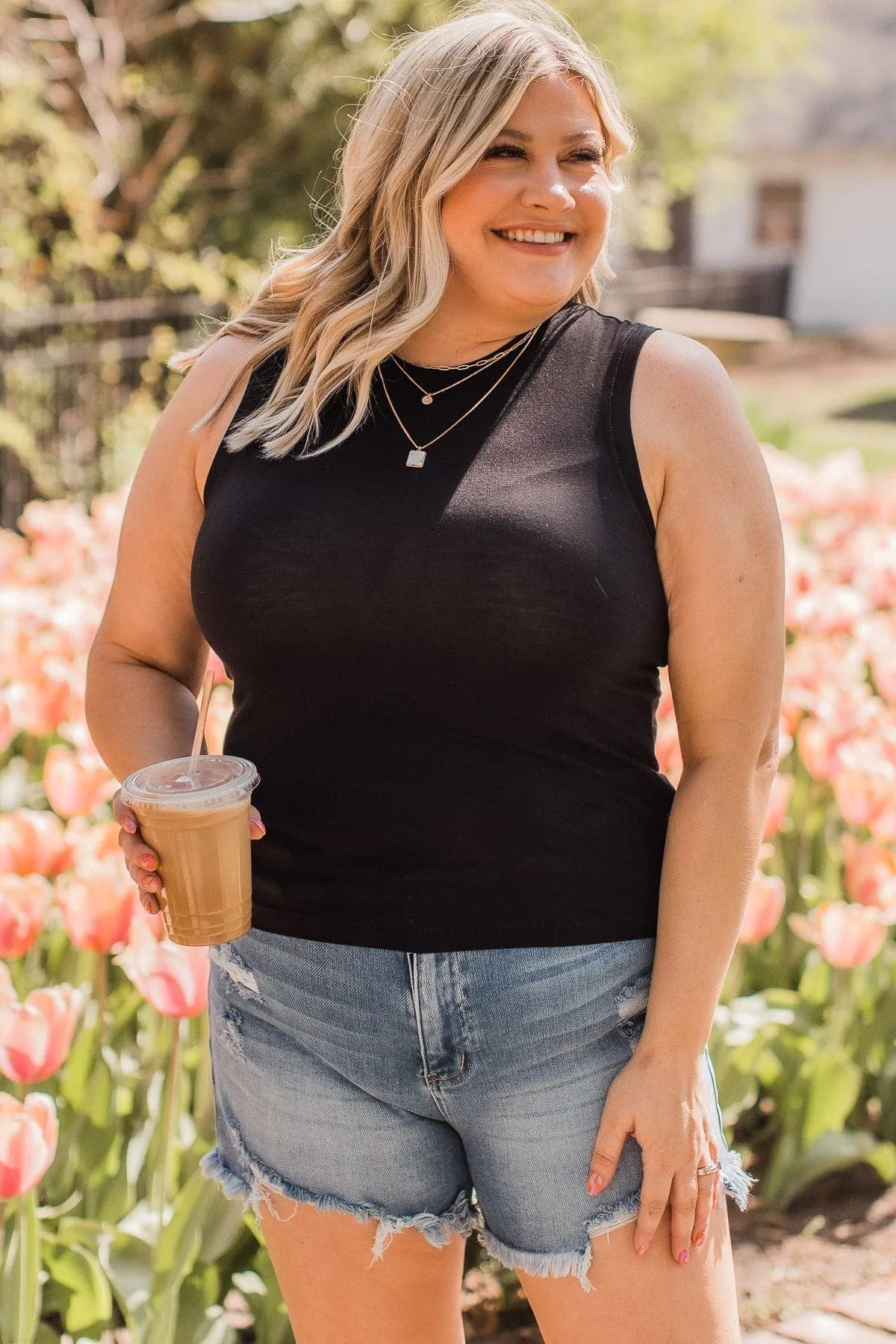 Wrapped Around My Finger Knit Tank Top- Black